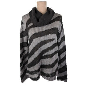 Wooden Ships Zebra Black Gray Paola Buendia Cowl Sweater Women's Size S/M